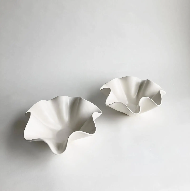 Matte White Ruffled Bowl
