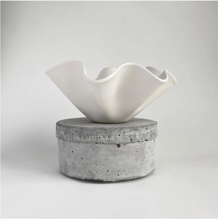 Matte White Ruffled Bowl