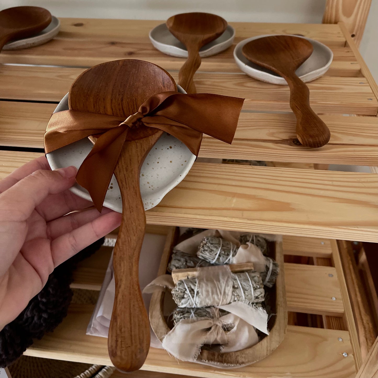 Squiggle Teak Serving Spoon