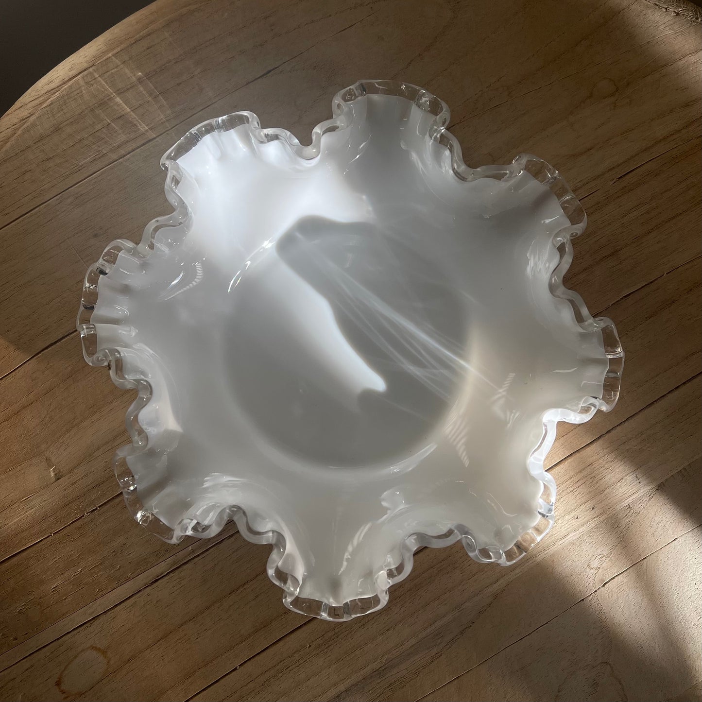 Ruffled Milk Glass Bowl (Lrg)