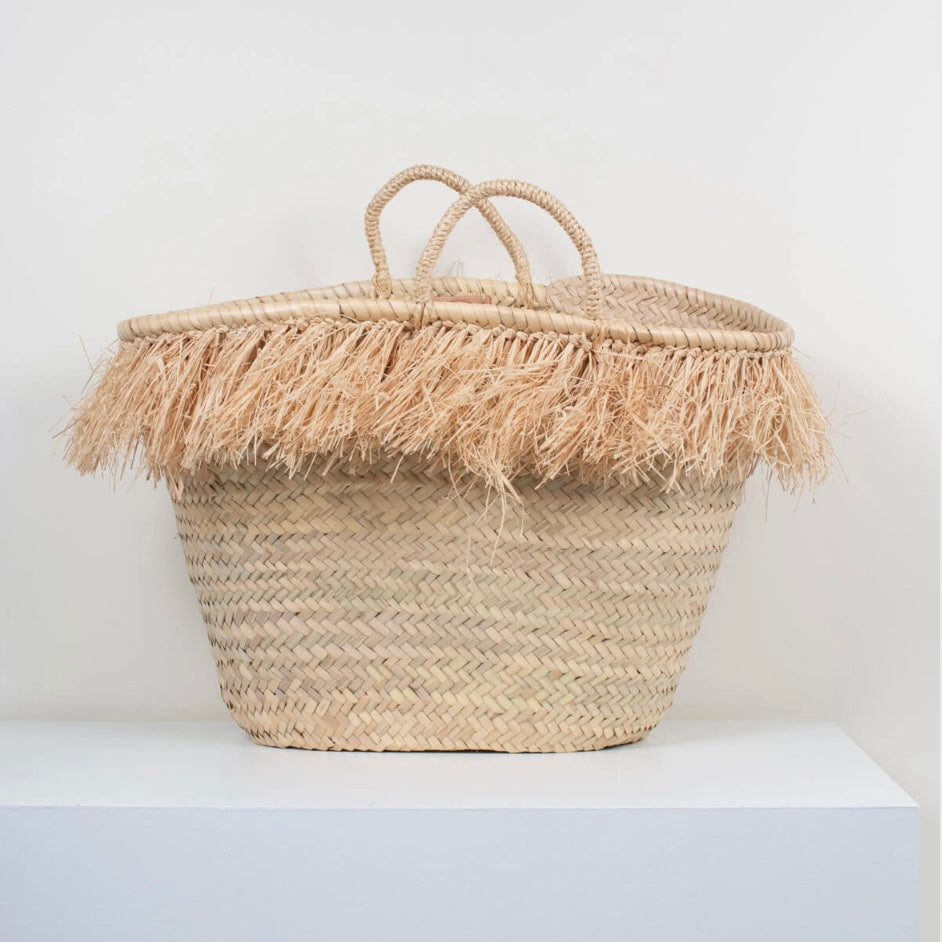 Latte Raffia Basket - Vanilla