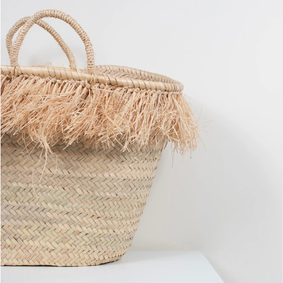 Latte Raffia Basket - Vanilla