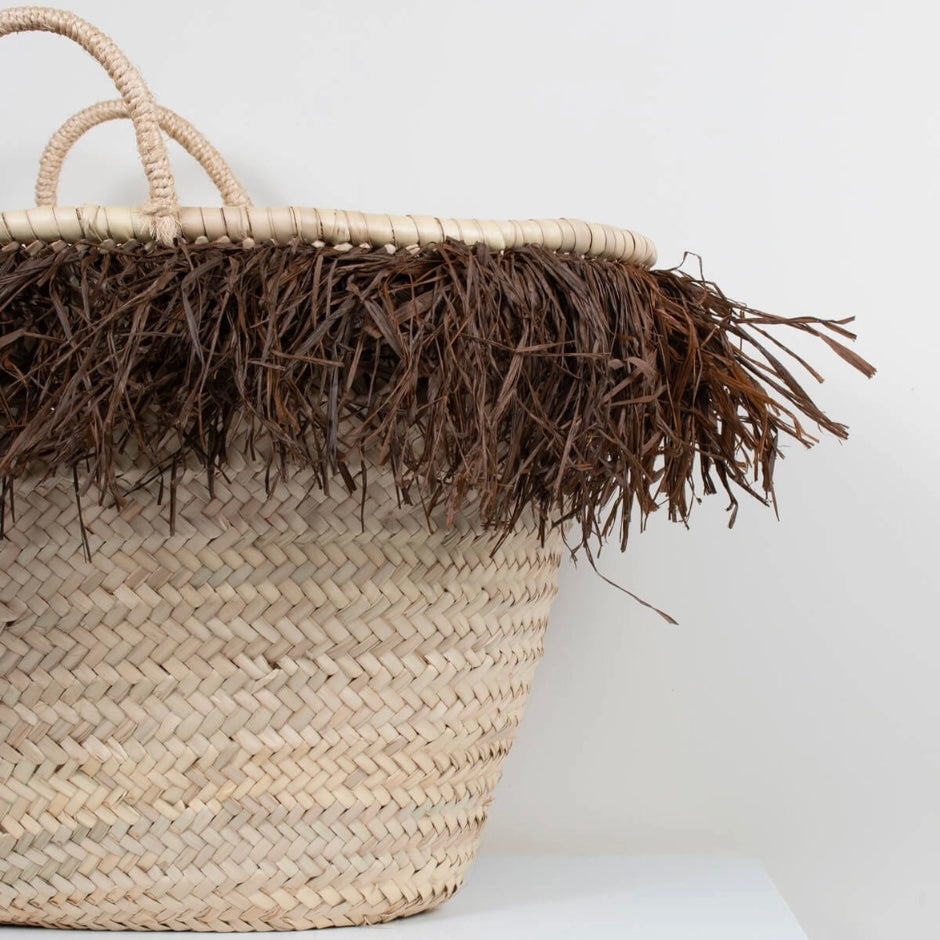 Latte Raffia Basket - Mocha