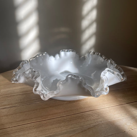 Ruffled Milk Glass Bowl (Lrg)