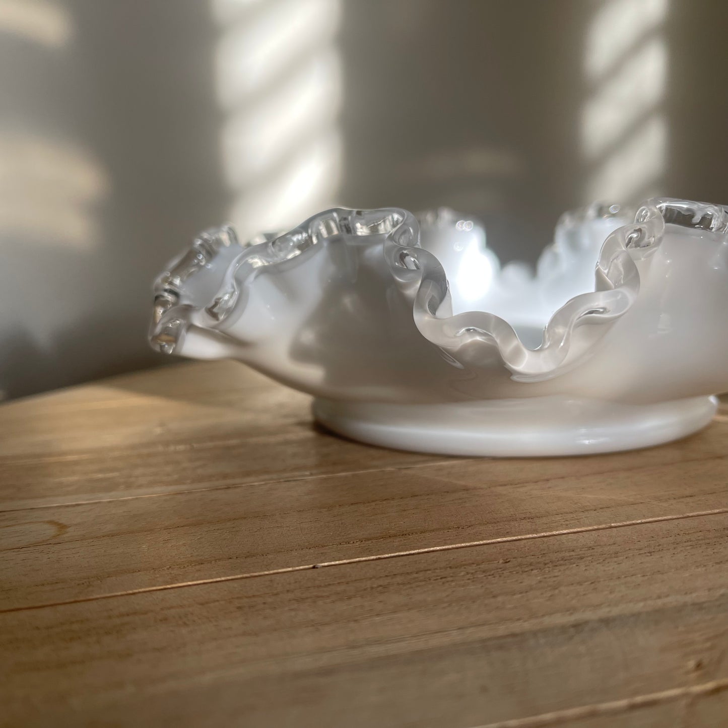 Ruffled Milk Glass Bowl (Lrg)