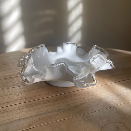 Ruffled Milk Glass Bowl (Sm)