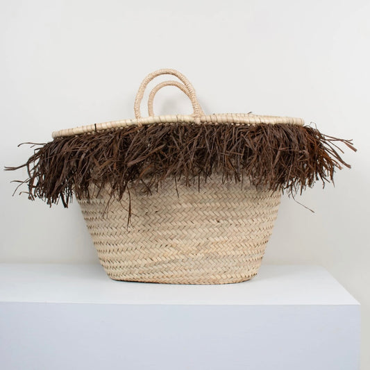 Latte Raffia Basket - Mocha